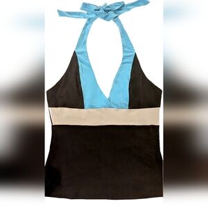My Michelle Black and Blue Halter Halter Top